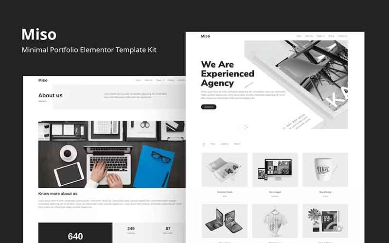Miso - Minimal Portfolio Elementor Template Kit 1 Miso Minimal Portfolio Elementor Template Kit